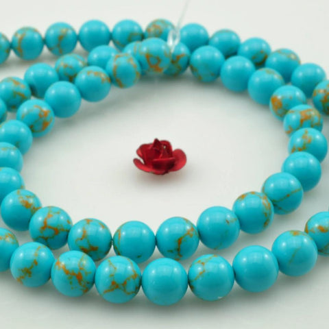 64 pcs of Blue Chinese Turquoise smooth round beads in 6mm