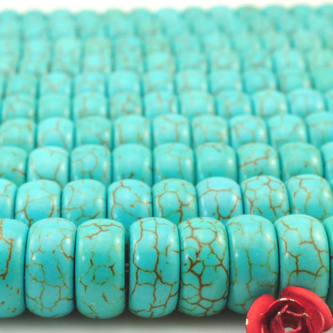 76 pcs of Chinese Turquoise smooth rondelle beads in 5X10mm