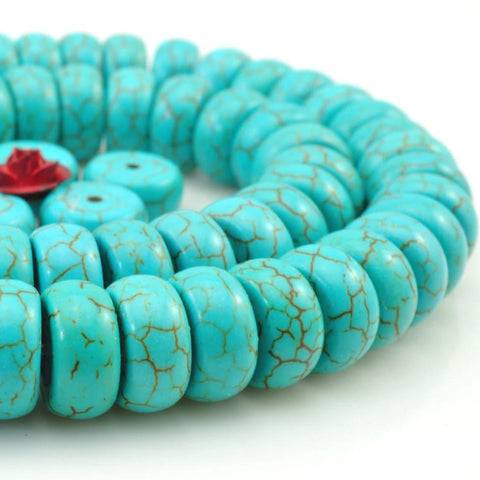 76 pcs of Chinese Turquoise smooth rondelle beads in 5X10mm