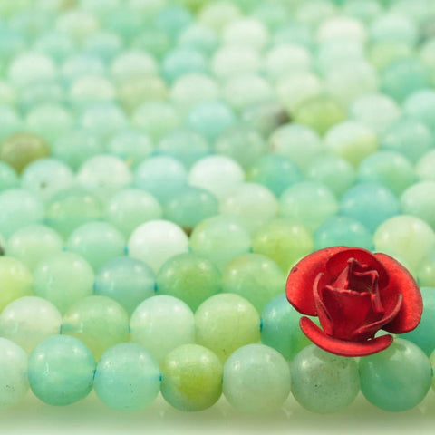 YesBeads natural Amazonite smooth loose round beads gemstone wholesale jewelry making bracelet design 15''