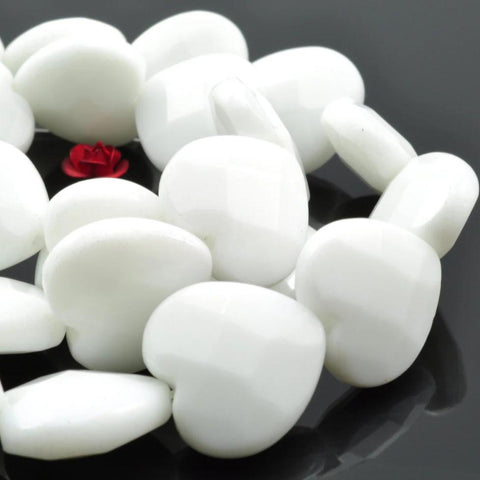 24 pcs of Ceramic faceted heart beads in 16x16mm