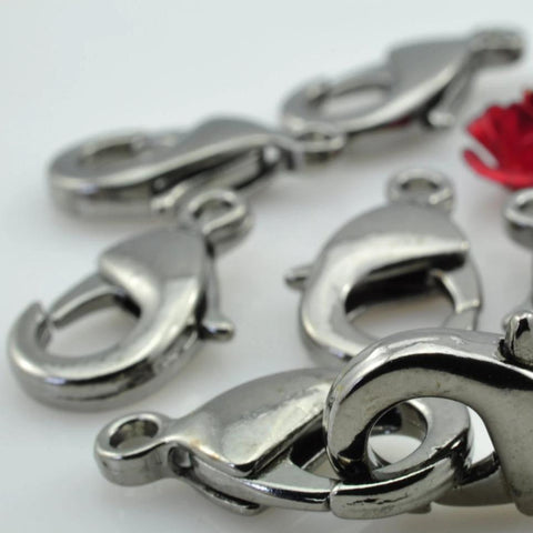50 pcs of Gun black lobster clasp in 8mm wideX 15mm length