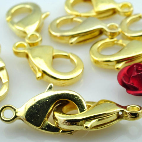 50 pcs of Gold plated brass lobster clasp in 8mm wideX 15mm length