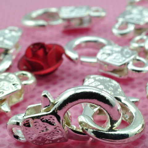 50 pcs of Silver plated carved lobster clasp in 8mm wideX 15mm length