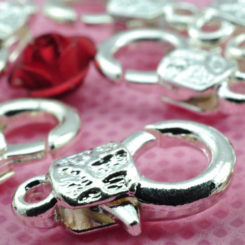 50 pcs of Silver plated carved lobster clasp in 8mm wideX 15mm length