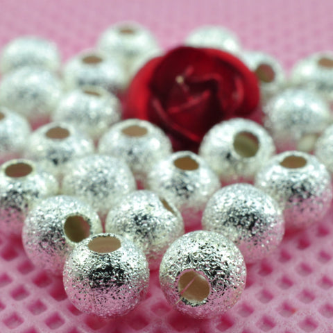 Silver plated Matte Spacer round beads wholesale gemstone findings jewelry making bracelet necklace diy