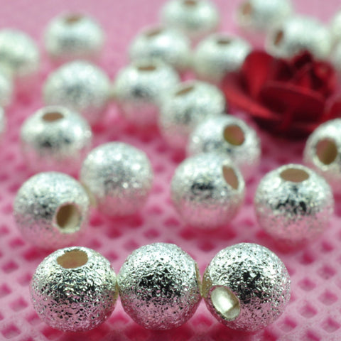Silver plated Matte Spacer round beads wholesale gemstone findings jewelry making bracelet necklace diy