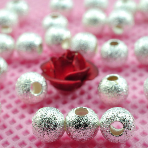 Silver plated Matte Spacer round beads wholesale gemstone findings jewelry making bracelet necklace diy