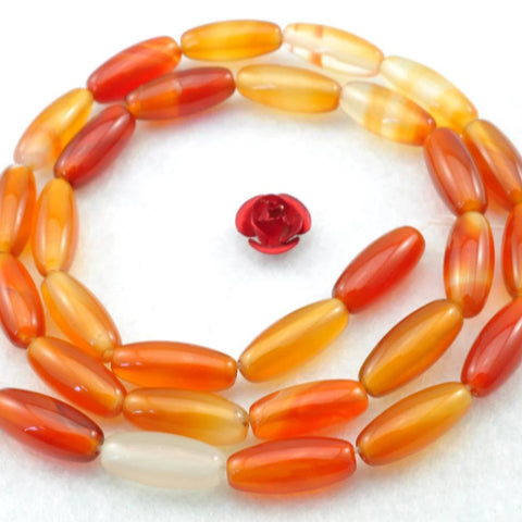 31 pcs of Rainbow Agate smooth drum beads in 5x12mm