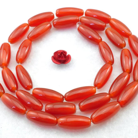 31 pcs of Carnelian smooth drum beads in 5 x12mm