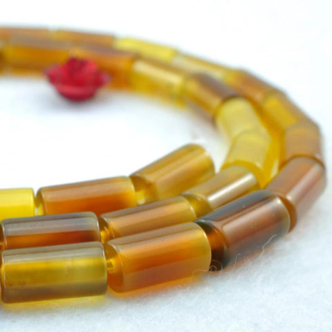 YesBeads 15 inches of Rainbow Agate smooth Tube Cylinder beads in 4 x 8mm