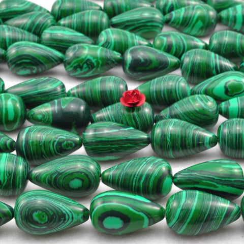 20 pcs of Synthetic Malachite smooth teardrop beads in 12X20mm