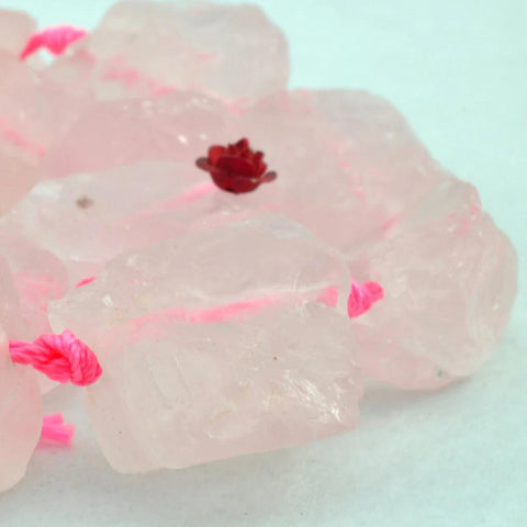 YesBeads 15.5 inches Natural Rose Quartz Rough Nugget Chunks beads in 15x20~25x30mm
