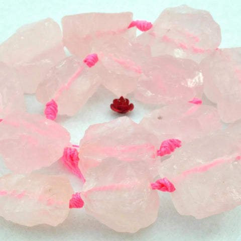 YesBeads 15.5 inches Natural Rose Quartz Rough Nugget Chunks beads in 15x20~25x30mm