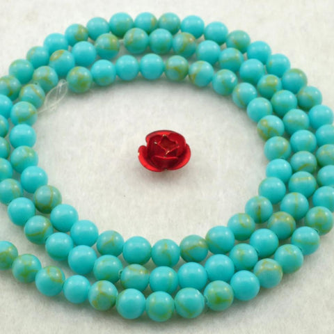 96 pcs of Chinese Turquoise smooth round beads in 4mm
