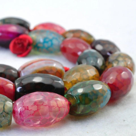 32 pcs of Fire Agate Faceted drum beads in 8x12mm