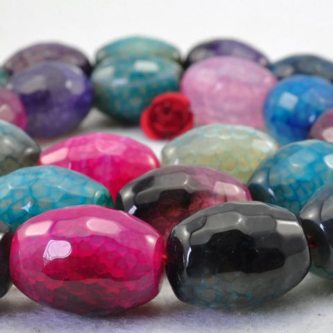 27 pcs of Fire Agate Faceted drum beads in 10x14mm