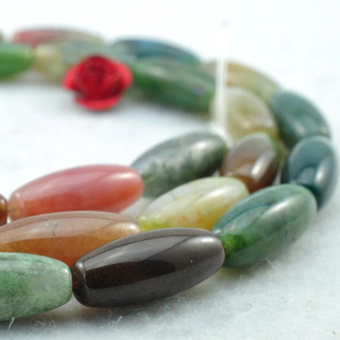 30 pcs of India Agate smooth rice beads in 5 x 12mm