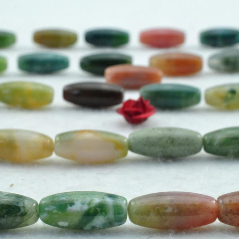 30 pcs of India Agate smooth rice beads in 5 x 12mm