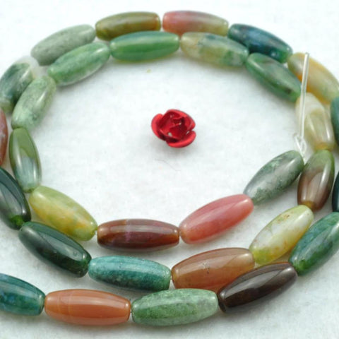 30 pcs of India Agate smooth rice beads in 5 x 12mm