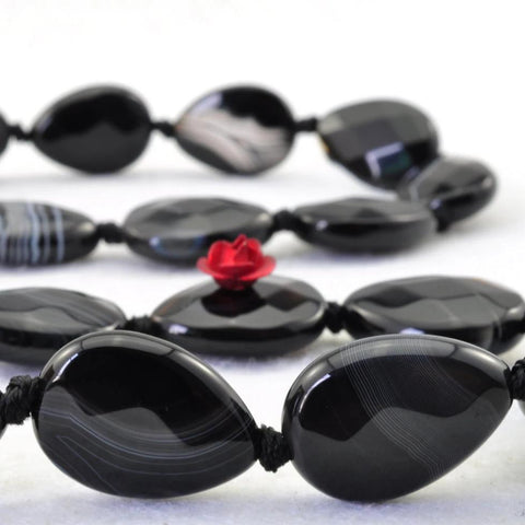 YesBeads 19 pcs of Banded Agate Faceted teardrop beads in 13X18mm