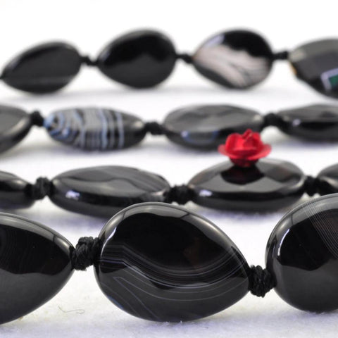 YesBeads 19 pcs of Banded Agate Faceted teardrop beads in 13X18mm