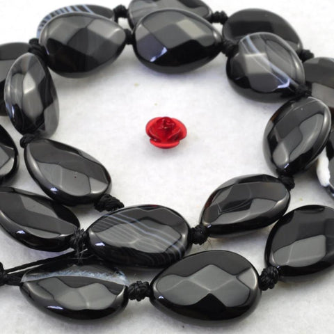 YesBeads 19 pcs of Banded Agate Faceted teardrop beads in 13X18mm