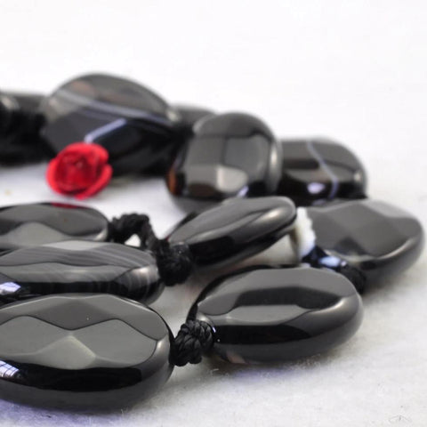YesBeads 19 pcs of Banded Agate Faceted teardrop beads in 13X18mm