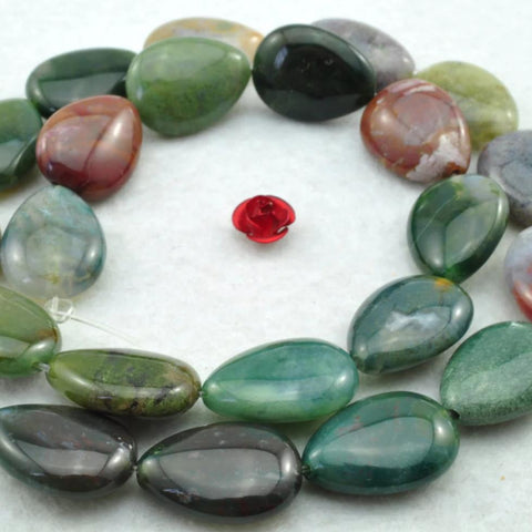 22 pcs of India Agate smooth teardrop beads in 13x18mm