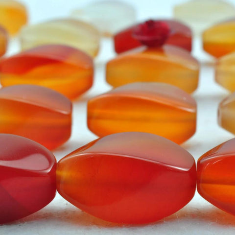 23 pcs of Rainbow Agate smooth twist beads in 8 x16mm
