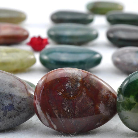 22 pcs of India Agate smooth teardrop beads in 13x18mm