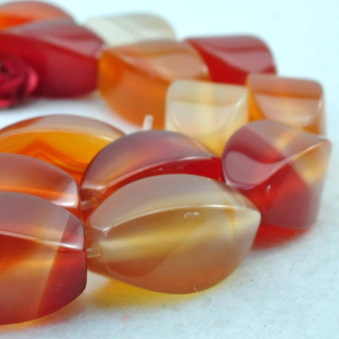 23 pcs of Rainbow Agate smooth twist beads in 8 x16mm