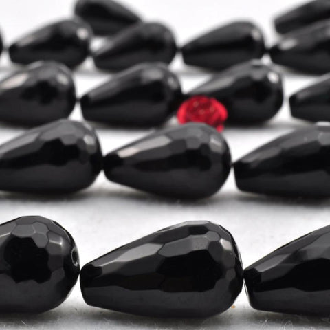 Black Onyx faceted teardrop beads wholesale gemstone jewelry making earings diy