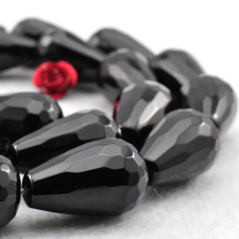 Black Onyx faceted teardrop beads wholesale gemstone jewelry making earings diy