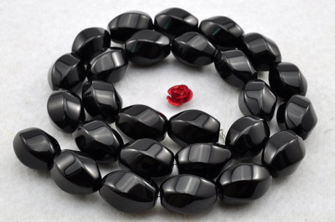 YesBeads natural Black Onyx smooth drum loose beads gemstone wholesale jewelry making 15''