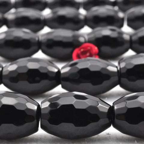 Black Onyx faceted rice drum beads wholesale loose gemstone for jewelry making diy bracelet