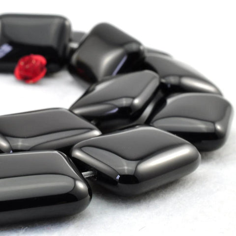 YesBeads 15 inches of Black Onyx smooth rectangle beads in 10x14mm