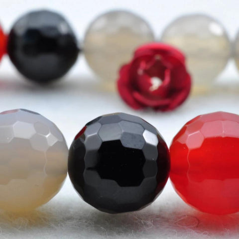 37 pcs of Rainbow Agate faceted round beads in 10mm