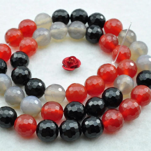 37 pcs of Rainbow Agate faceted round beads in 10mm