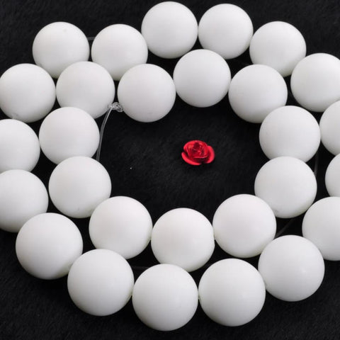 YesBeads White Ceramic matte round loose beads wholesale gemstone jewelry making 15"