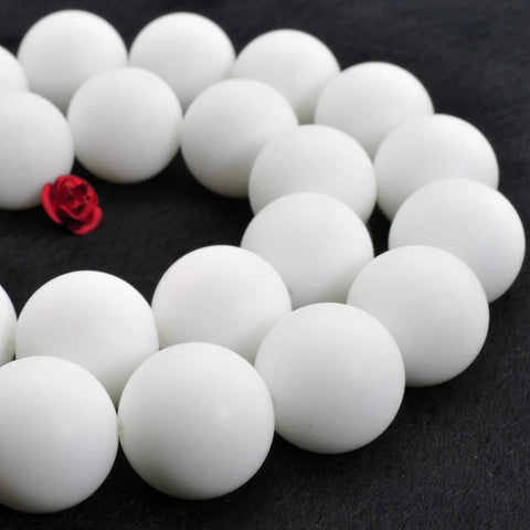 YesBeads White Ceramic matte round loose beads wholesale gemstone jewelry making 15"