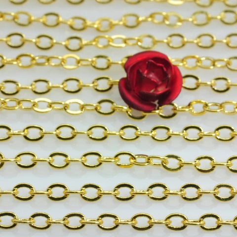 8 feet of Gold Plated Cable Chain in 2mm wideX2mm diameter