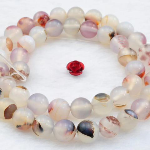 47 pcs of Natural Agate smooth round beads in 8mm