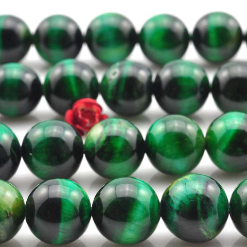 YesBeads Green Tiger Eye smooth round beads wholesale gemstone jewelry making 6mm-10mm 15"