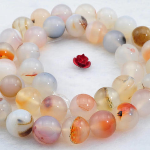37 pcs of Natural Agate smooth round beads in 10mm