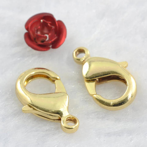 20 pcs of K Gold Plated plated clasp brass lobster clasp Connectors in 8mm wideX 15mm length