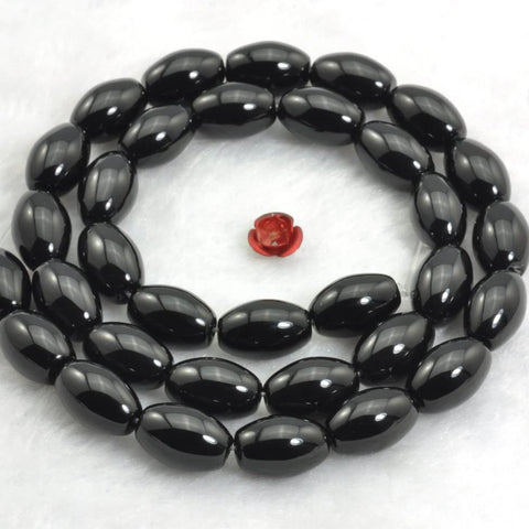 Black Onyx smooth rice beads gemstone wholesale jewelry making bracelet necklace diy