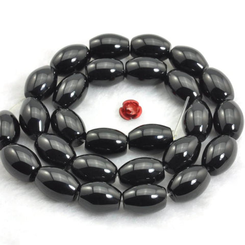 15 inches of Black Onyx smooth rice beads wholesale gemstone beads jewelry making bracelet necklace diy
