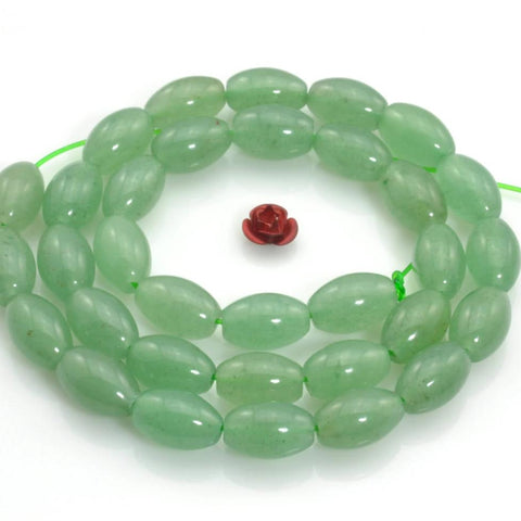 32 pcs of Green Aventurine smooth rice beads in 8x12mm