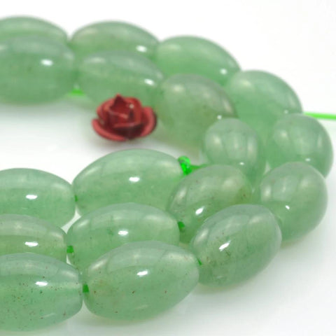 32 pcs of Green Aventurine smooth rice beads in 8x12mm